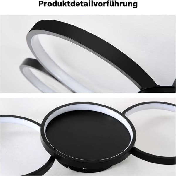 OBOSOE dæmpbar LED loftslampe: Sort rund lampe 50W/6000LM til stue/soveværelse. Justerbar farvetemperatur (3000K-6500K) med fjernbetjening