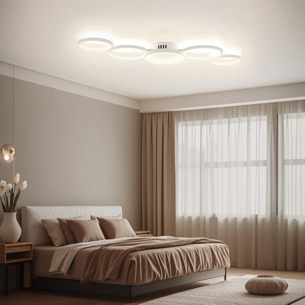 OBOSOE Vit rund dimbar taklampa LED 50W 6000LM med fjärrkontroll. Justerbar färgtemp (3000K-6500K) för vardagsrum & sovrum