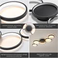 Miniatyrbillede 3 af 6: OBOSOE Moderne Forsænket LED Loftslampe - 55W Varm Hvid Loftslampe med 5 Ringe, til Stue, Soveværelse, Spisestue, Kontor (Sort)