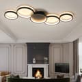 Miniatyrbillede 4 af 6: OBOSOE Moderne Forsænket LED Loftslampe - 55W Varm Hvid Loftslampe med 5 Ringe, til Stue, Soveværelse, Spisestue, Kontor (Sort)
