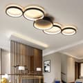 Miniatyrbillede 1 af 6: OBOSOE Moderne Forsænket LED Loftslampe - 55W Varm Hvid Loftslampe med 5 Ringe, til Stue, Soveværelse, Spisestue, Kontor (Sort)