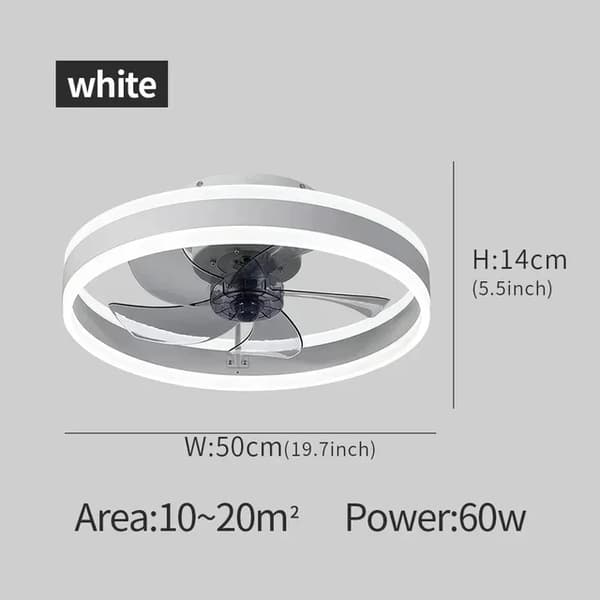 Moderni LED-kattotuulettimen valo, kaukosäädin, energiatehokas,50CM, Valkoinen, Kolmivärinen himmennys RC