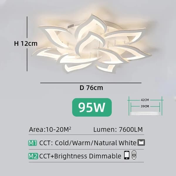 Moderne LED Kranselys, Loftlys, CCT Justerbar, Lysstyrke Dæmpbar,10 Petals in Danish is "10 Blomsterblade".