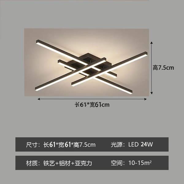 LED-kattovalaisin, moderni muotoilu, energiatehokas,Musta 61CM, 3-Väri ei RC