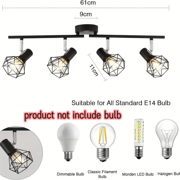 Moderne Aluminium Loftlampe, Justerbart Lys, Energi Effektiv,4 Hoved, Ingen Pære