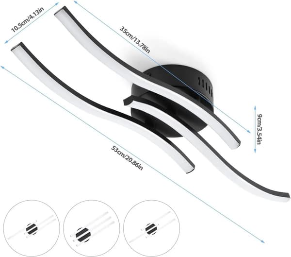 LED-kattovalaisin, 21W tehokkuus, 2310lm kirkkaus,musta, 6000K