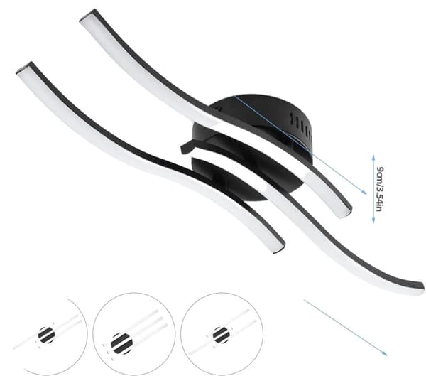 LED-kattovalaisin, 21W tehokkuus, 2310lm kirkkaus,musta, 6000K