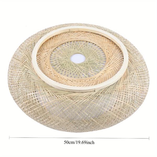Käsin kudottu bambukattovalaisin, rustiikkinen muotoilu, alaspäin suuntautuva valaistus,D50 CM, Ei lamppua