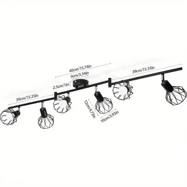 E14 Drejbar Bar Spot Loftlampe, 6 Lyskilder, Moderne Sort Design,Ingen pære, sort