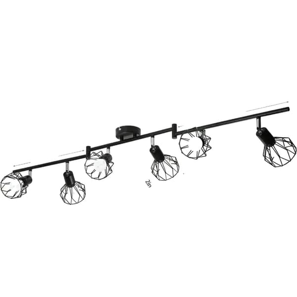 E14 Drejbar Bar Spot Loftlampe, 6 Lyskilder, Moderne Sort Design,Ingen pære, sort