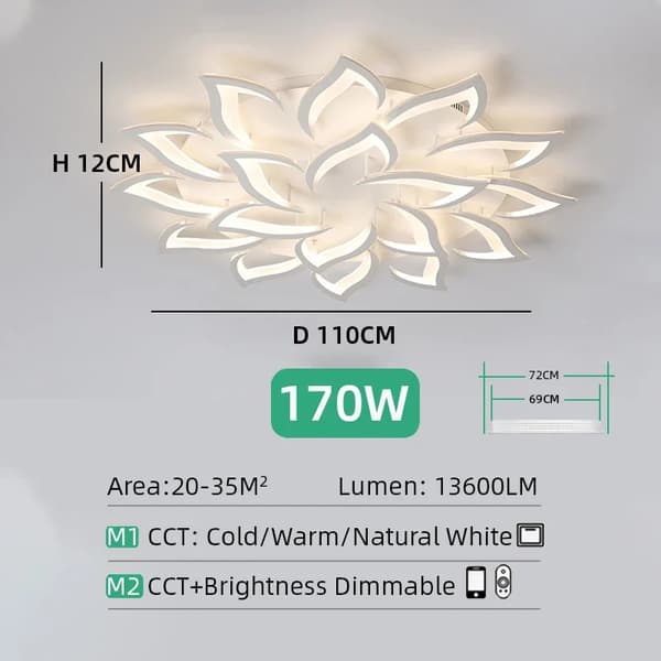 LED-kattovalaisin, himmennettävä kirkkaus, useita väri vaihtoehtoja,APP, jossa on RC himmennettävä, Valkoinen 18 päätä