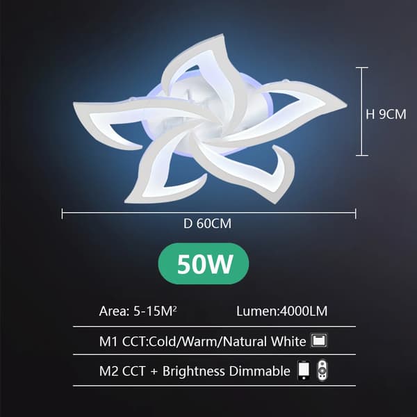 Smart taklampa, 50W/100W effekt, fjärrkontrollfunktion,APP med RC dimbar, DX5BG