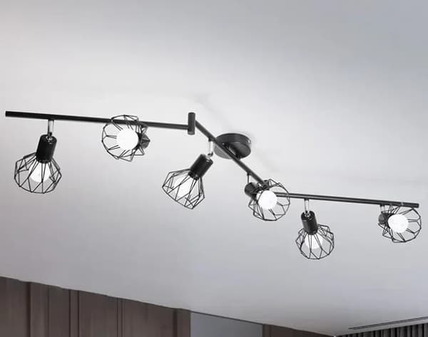 E14 LED Spotvalaisin Kattovalaisin, Säädettävä 4/6-Valaisimen Kokoelma, Musta Metallinen Muotoilu,6-Kevyt, Ei polttimoja
