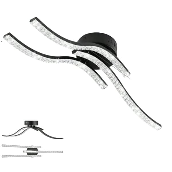 Moderne LED Loftlampe, Sort Jern/Krystal, Energi Effektiv 21W,Sort krystal, Hvidt Lys