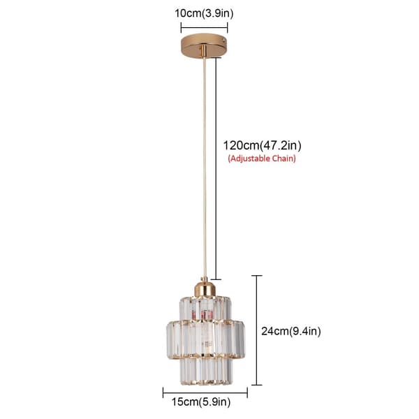 Loftlampe, Justerbart Lys, Elegant Krystal Design,Type B-Guld, Kold Hvid