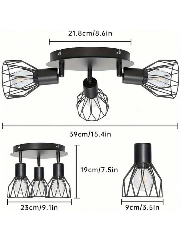 Kattovalaisin, 3 LED-lamppua, musta viimeistely,Ei hehkulamppuja, Musta
