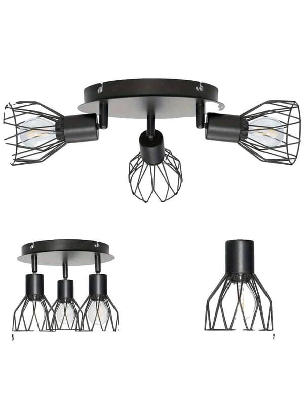 Kattovalaisin, 3 LED-lamppua, musta viimeistely,Ei hehkulamppuja, Musta