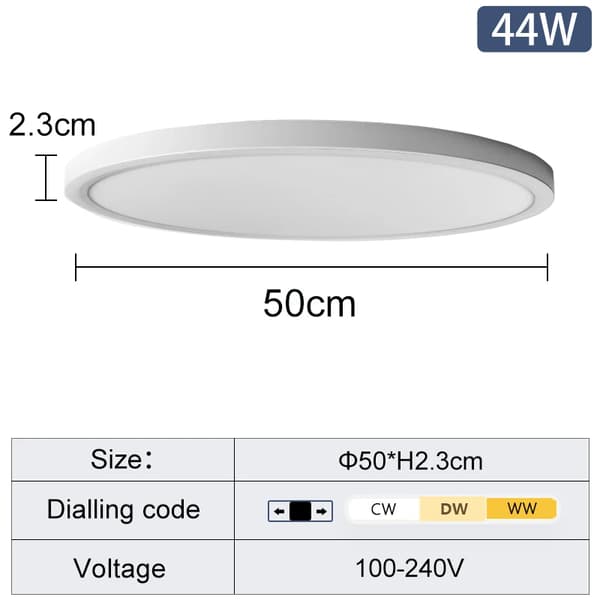 LED-kattovalaisin, energiatehokas, vaihdettavalla väri lämpötilalla,44W