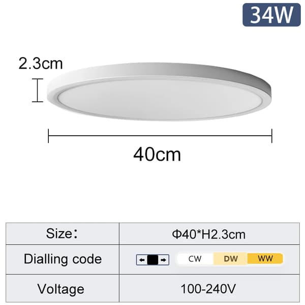LED-kattovalaisin, energiatehokas, vaihdettavalla väri lämpötilalla,34W