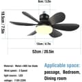 Pikkukuva 5 / 6: OBOSOE musta kattotuuletin LED-valaistuksella 52 cm himmennettävä tuulettimen lamppu E27 kaukosäädin 4 nopeutta 3 valon väriä