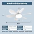 Pikkukuva 3 / 7: OBOSOE valkoinen kattotuuletin LED-valaistuksella 52 cm himmennettävä tuulettimen lamppu E27 kaukosäädin 4 nopeutta 3 valon väriä