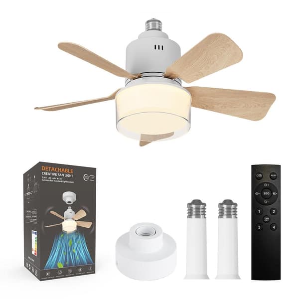 OBOSOE nikkel loftsventilator 45 cm fjernbetjening LED dæmpbar 4 hastigheder 3 lyse farver