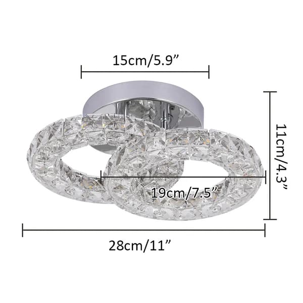 Loftkrystal LED-lampe, justerbar farvetemperatur, moderne elegant design,Varm Hvid, 20w