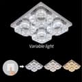 Miniatyrbillede 2 af 2: Krystal LED Loftlampe, 3 Farver Skiftbare, Rustfrit Stål og Krystal Materiale,4 lys firkant, 3 farver skiftelige
