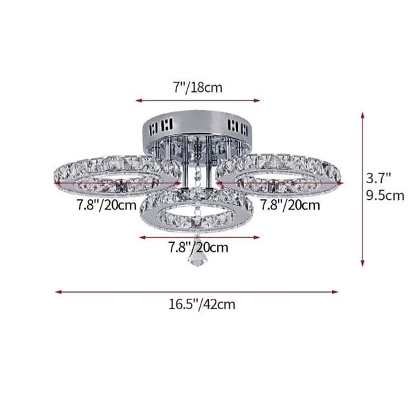 Moderne Krystal LED Loftlampe, Nutidigt Design, Flere Lysfarve Muligheder,Kold Hvid, peedC-3 lyshastighed