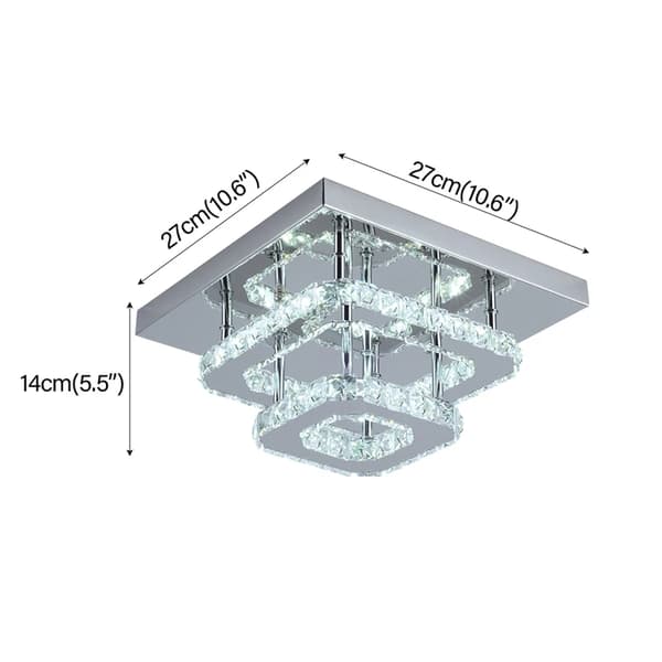 Krystal Loftlampe, Energi Effektiv 24W, Justerbar Lystemperatur,27 cm x 27 cm, Kold Hvid