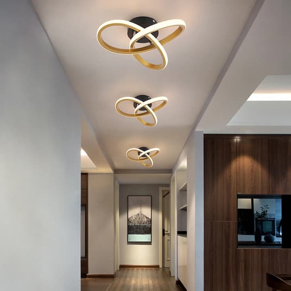 Acryl LED Loftlampe, Minimalistisk Design, Varme og Kolde Hvide Muligheder,Kold Hvid, 3 stk guld