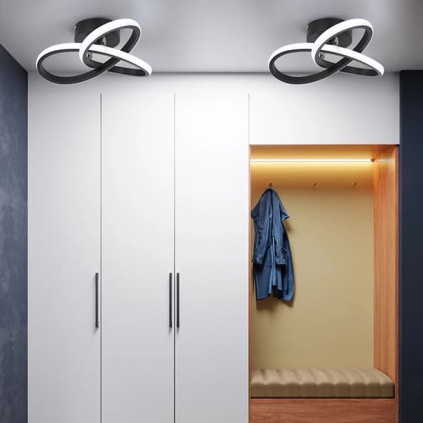 Acryl LED Loftlampe, Minimalistisk Design, Varme og Kolde Hvide Muligheder,2 stk sort, Kold Hvid