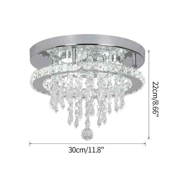 Moderne Krystal Loftlampe, LED Lyskilde, Elegant Design,D30 cm, Varm Hvid