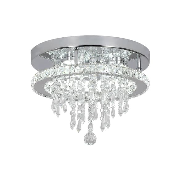 Moderne Krystal Loftlampe, LED Lyskilde, Elegant Design,D30 cm, Varm Hvid