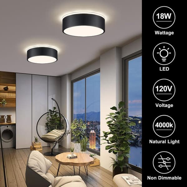 Bomclap Svart LED-taklampa, minimalistisk plafond,Taklampa 3 färgtemperaturer, 24 cm Lämplig för sovrum Balkong Matsal Study