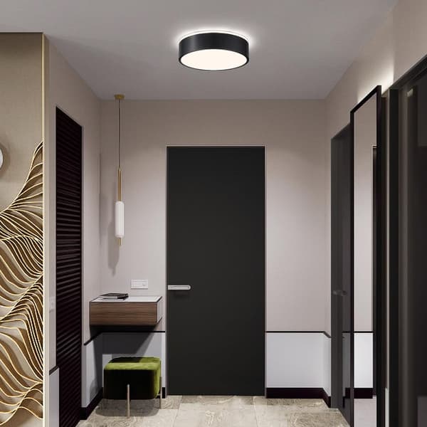 Bomclap Svart LED-taklampa, minimalistisk plafond,Taklampa 3 färgtemperaturer, 24 cm Lämplig för sovrum Balkong Matsal Study