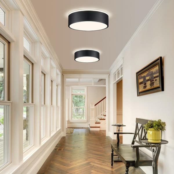Bomclap Svart LED-taklampa, minimalistisk plafond,Taklampa 3 färgtemperaturer, 24 cm Lämplig för sovrum Balkong Matsal Study