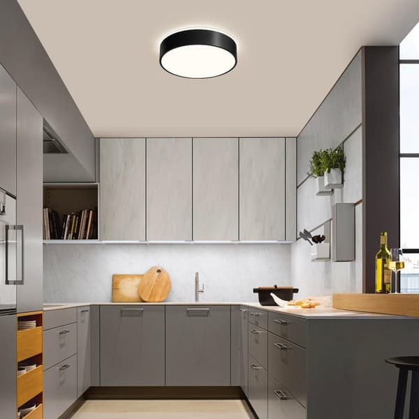 Bomclap Svart LED-taklampa, minimalistisk plafond,Taklampa 3 färgtemperaturer, 24 cm Lämplig för sovrum Balkong Matsal Study