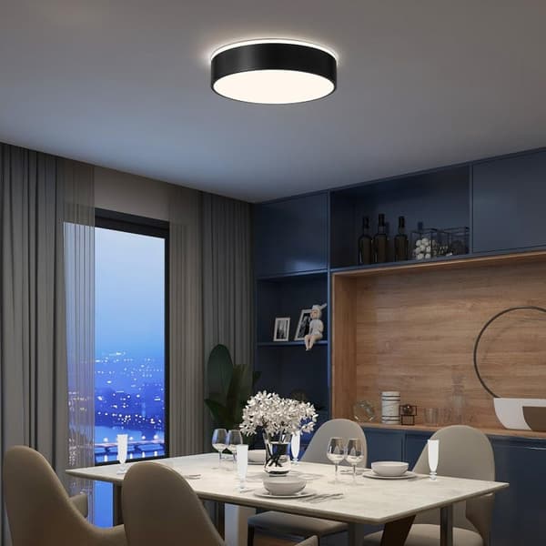 Bomclap Svart LED-taklampa, minimalistisk plafond,Taklampa 3 färgtemperaturer, 24 cm Lämplig för sovrum Balkong Matsal Study
