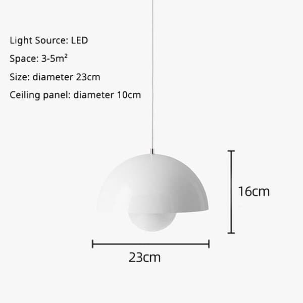 OBOSOE moderne LED vedhæng 23cm - Halvcirkelformet blomsterknopdesign med justerbart lys 3000K–6000K