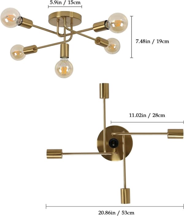 OBOSOE Industriel Loftslampe E27 til Stue Soveværelse Køkken Spisestue, Retro Design, uden pære