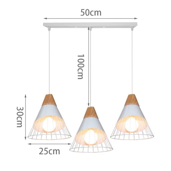 OBOSOE Industriloftlampe 3-lys E27, badmintonformet 25 cm i metal og træ