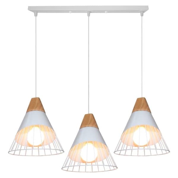 OBOSOE Industriloftlampe 3-lys E27, badmintonformet 25 cm i metal og træ