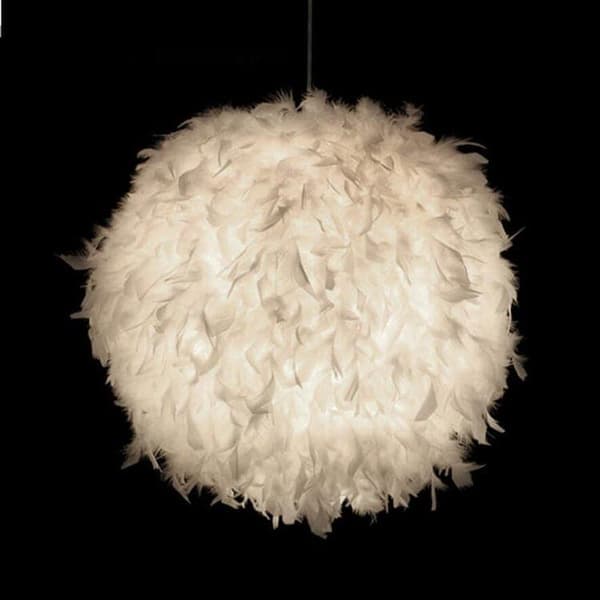 OBOSOE moderne hvid fjerlampe loftslampe 30 cm lampeskærm til børneværelse og stue, ekskl. glødepære