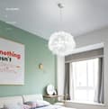 Miniatyrbillede 8 af 9: OBOSOE moderne hvid fjerlampe loftslampe 30 cm lampeskærm til børneværelse og stue, ekskl. glødepære