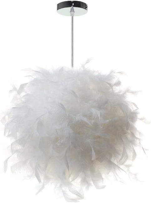 OBOSOE moderne hvid fjerlampe loftslampe 30 cm lampeskærm til børneværelse og stue, ekskl. glødepære