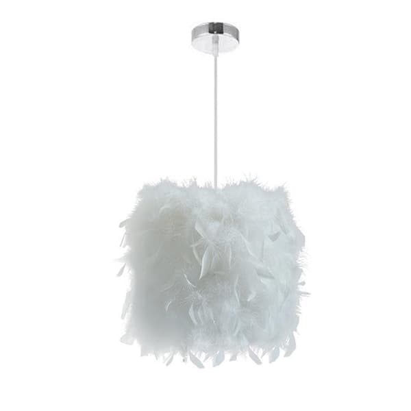 OBOSOE moderne hvid fjerlampe loftslampe 30 cm lampeskærm til børneværelse og stue, ekskl. glødepære Hvid Innerdiameter 15 cm, ytterdiameter 25 cm