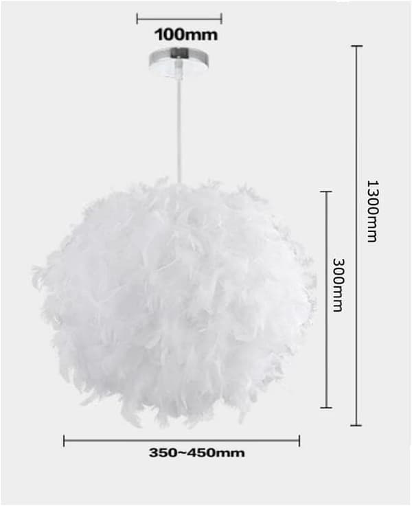 OBOSOE moderne hvid fjerlampe loftslampe 30 cm lampeskærm til børneværelse og stue, ekskl. glødepære