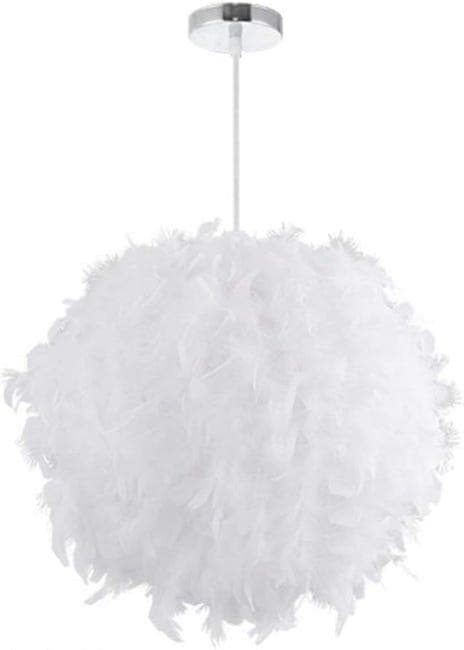 OBOSOE moderne hvid fjerlampe loftslampe 30 cm lampeskærm til børneværelse og stue, ekskl. glødepære