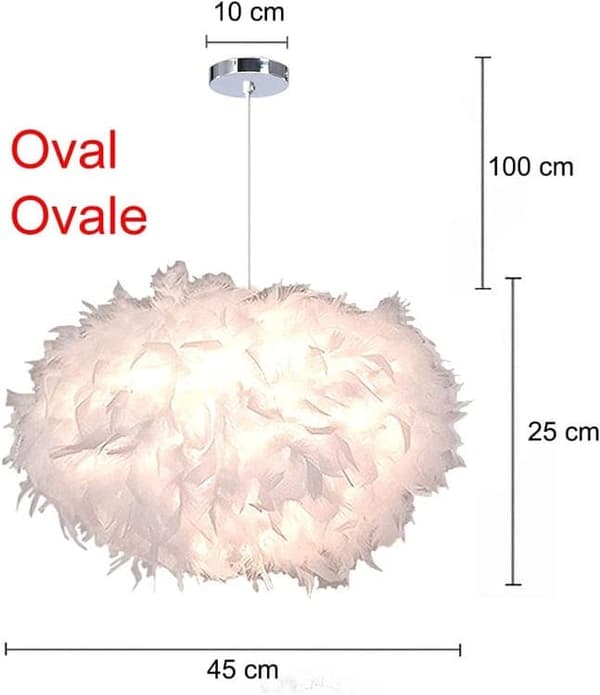 OBOSOE moderne hvid fjerlampe loftslampe 30 cm lampeskærm til børneværelse og stue, ekskl. glødepære